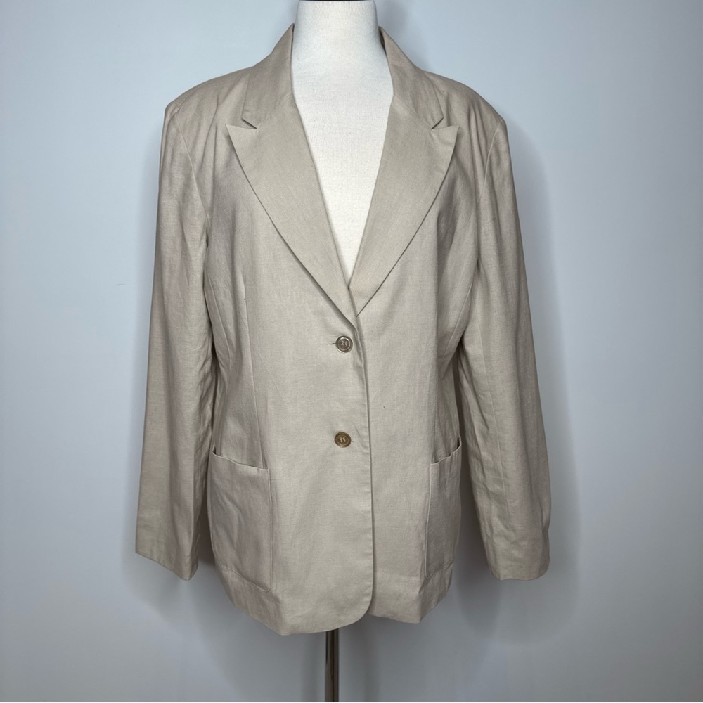Chadwicks Beige Women's Linen Blazer Size 14
